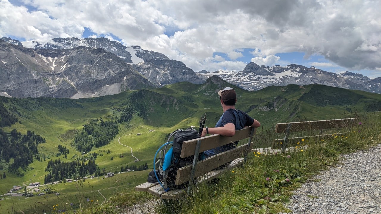 Mountain trail scenery on the Via Alpina between Adelboden and Lenk
