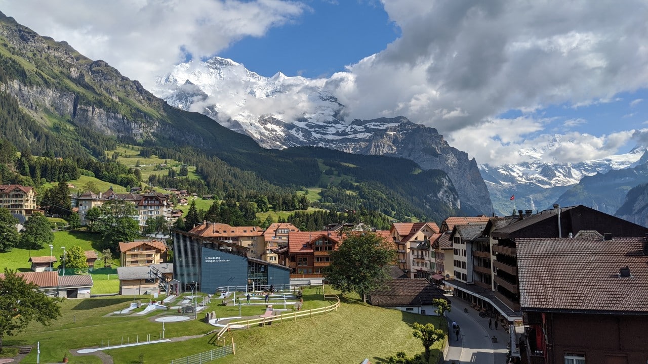 View over Wengen with the Jungfrau in the background